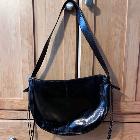 Hobo sling purse. Black leather. Studded tassels. Barely used, no visible wear. - Picture 2 of 7